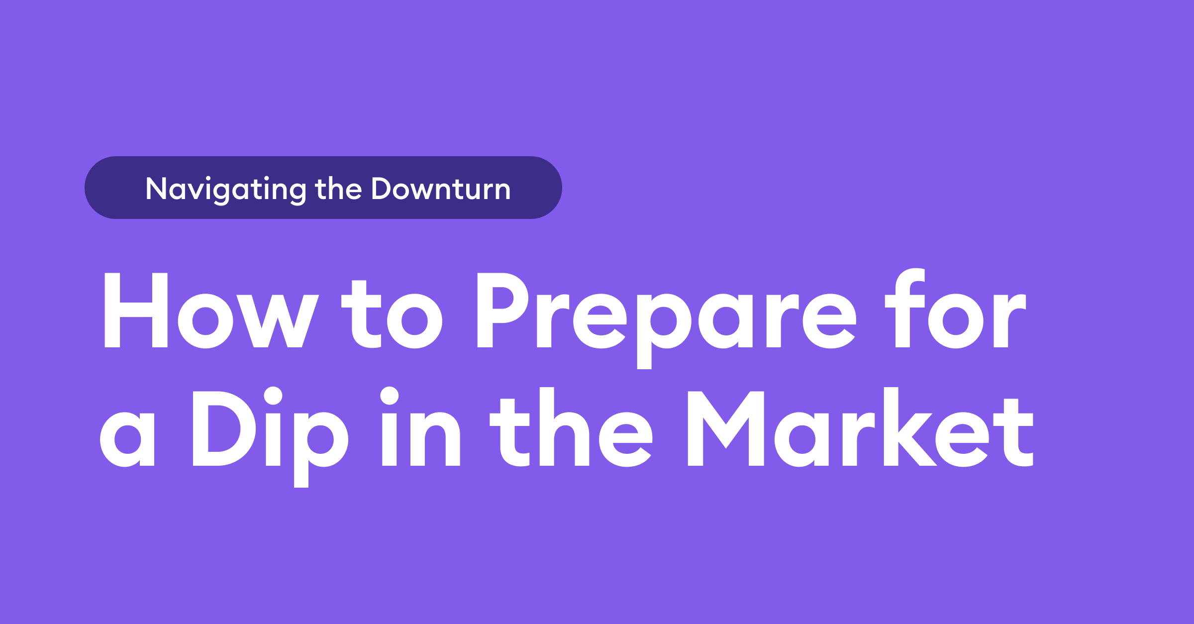 Dealing with a Downturn How to Prepare for a Dip in the Market Pilot